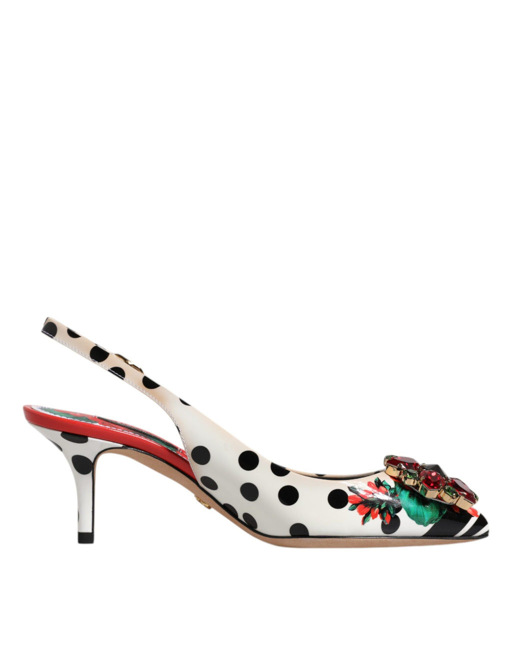 Flerfargede slingback-sko med krystaller i skinn