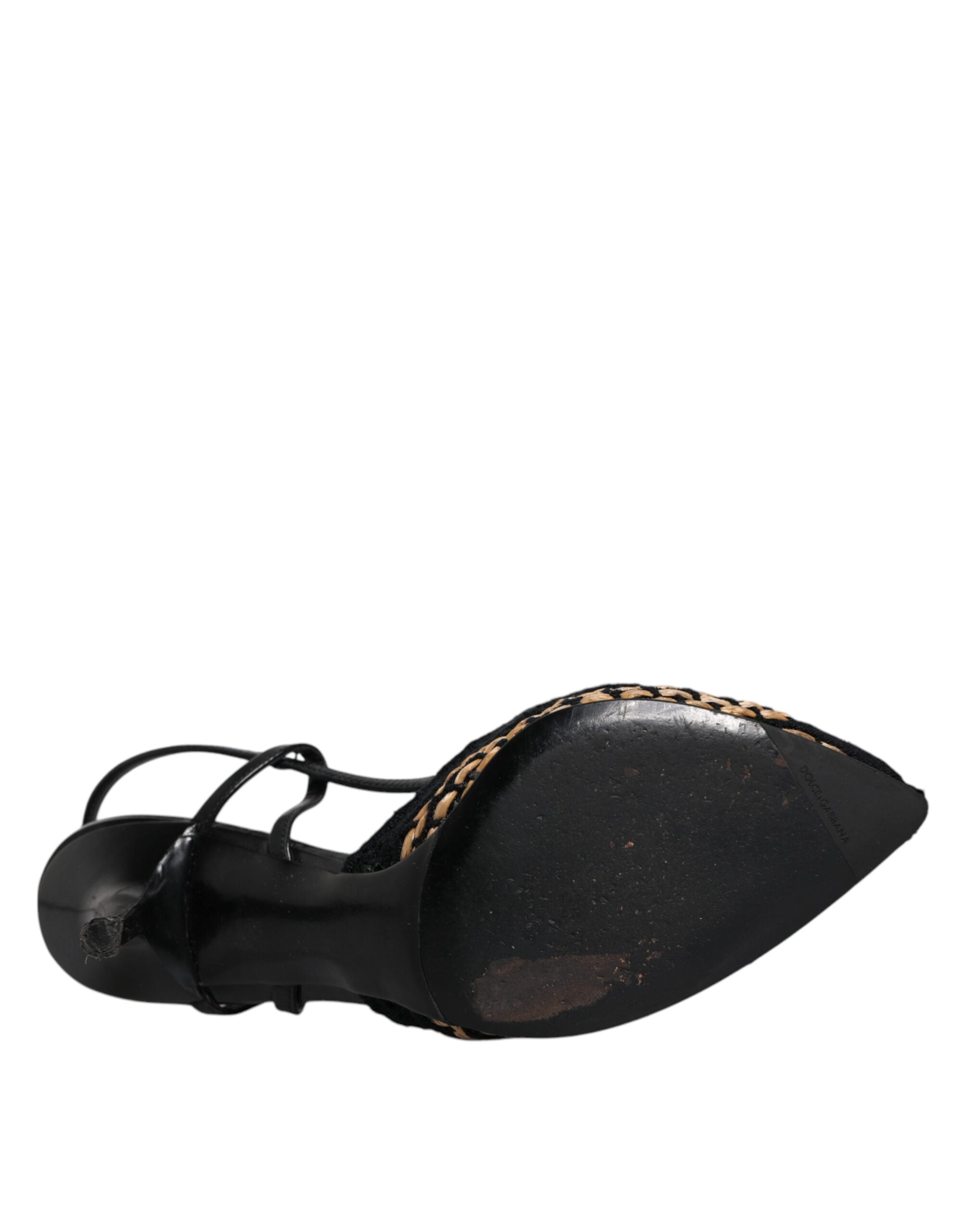 Svarte brune blonder høyhælte slingback sko
