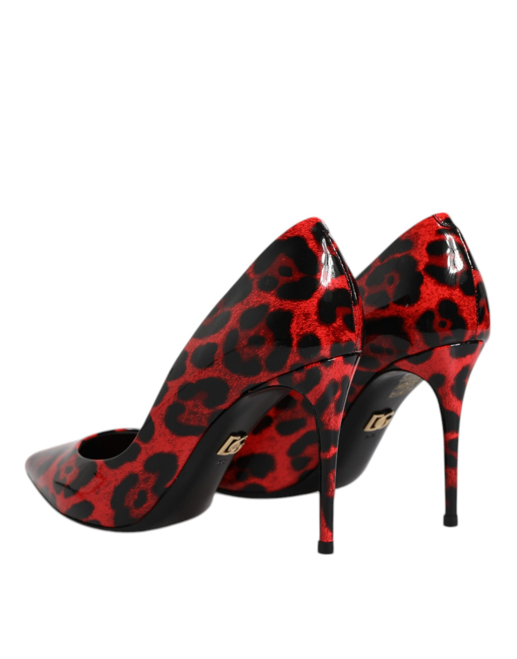 Röda Leopardfärgade Läder Stilettklackade Pumps Skor