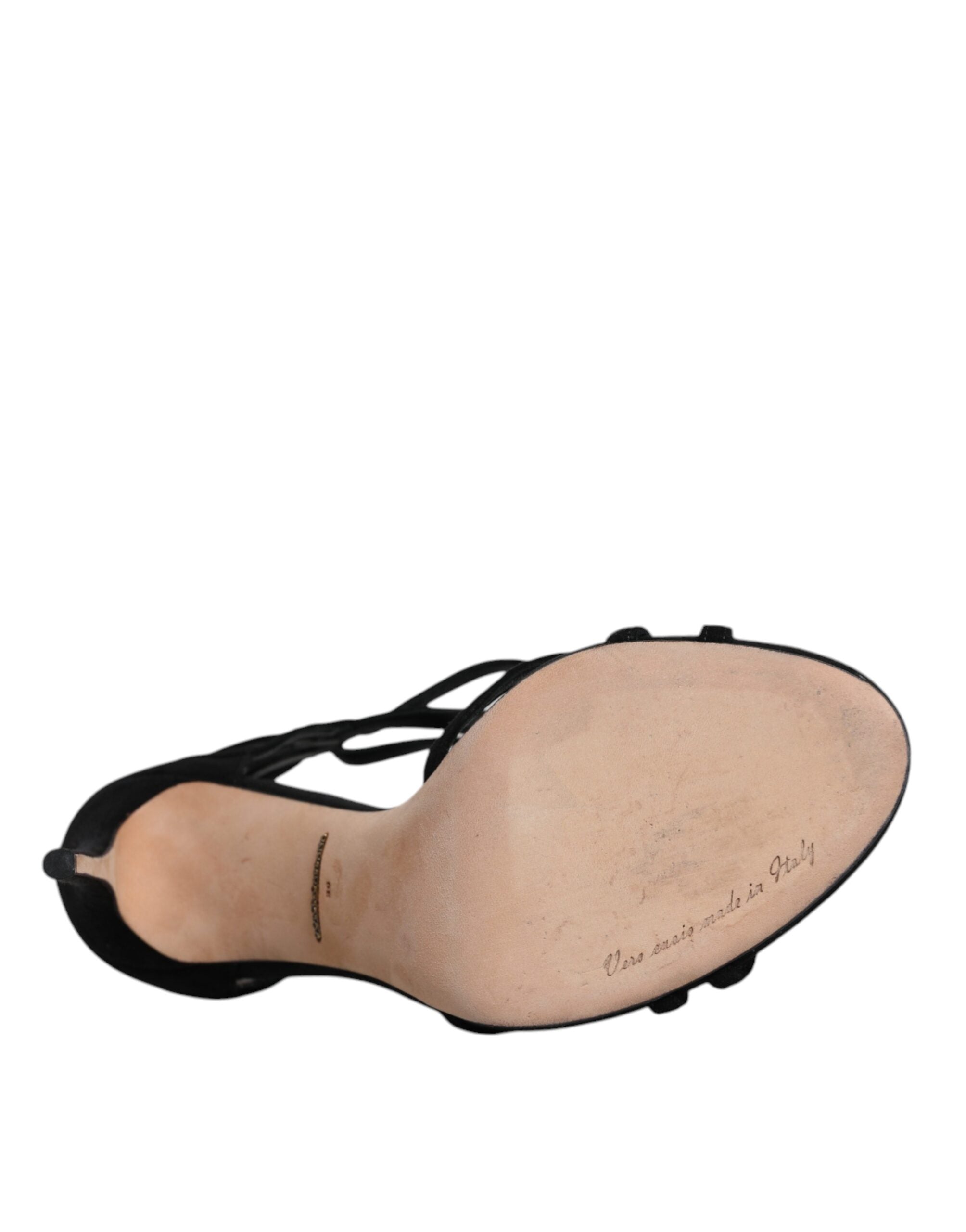Svarte semskede ankelreim sandaler sko