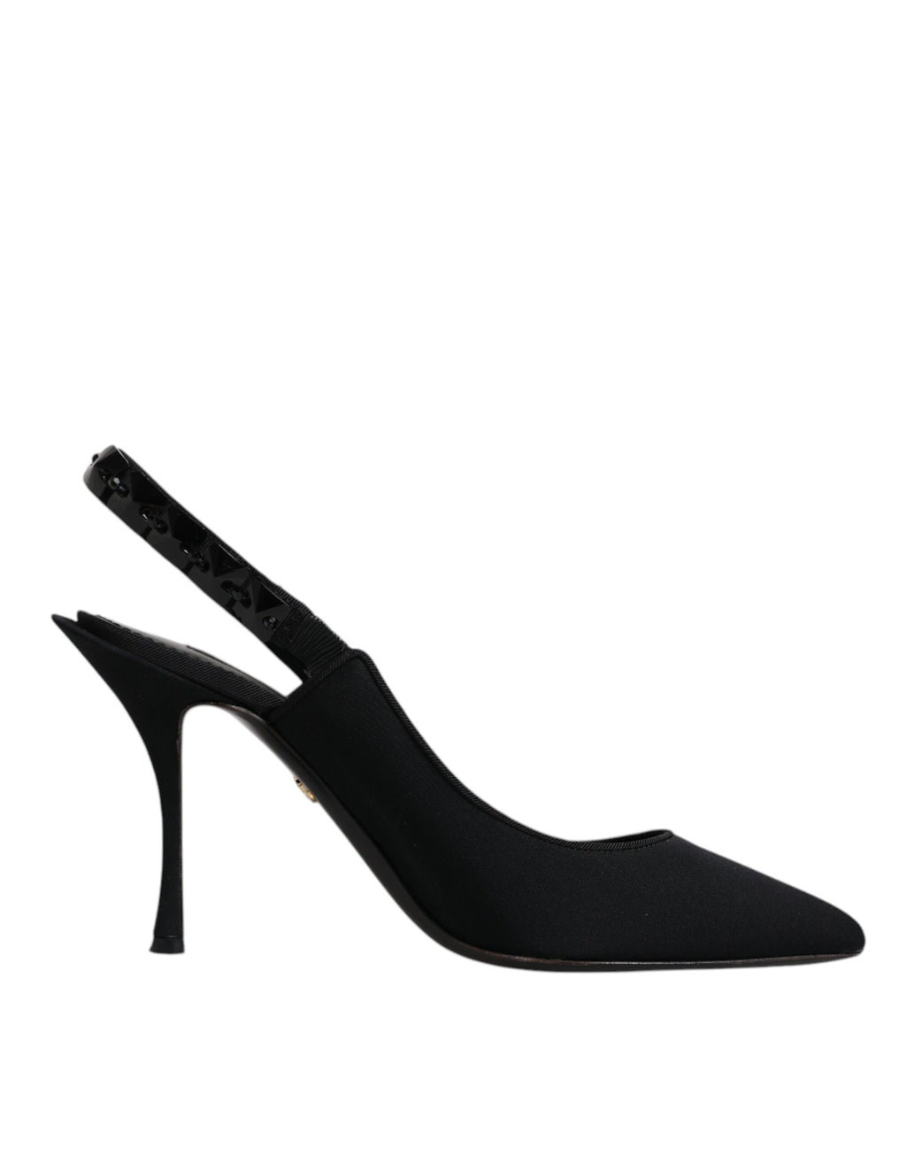 Svarta utsmyckade Charmeuse slingback-skor