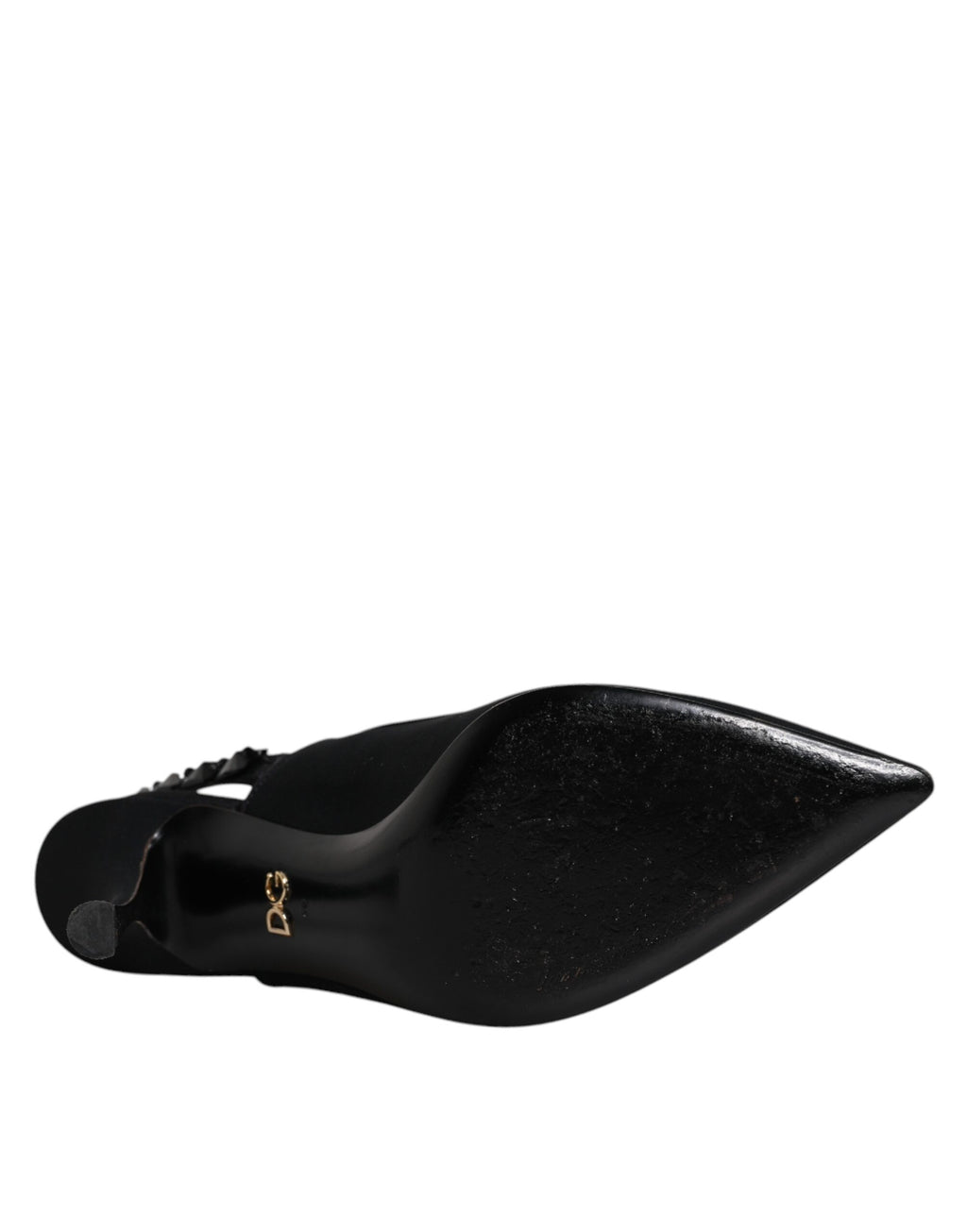 Svarta utsmyckade Charmeuse slingback-skor