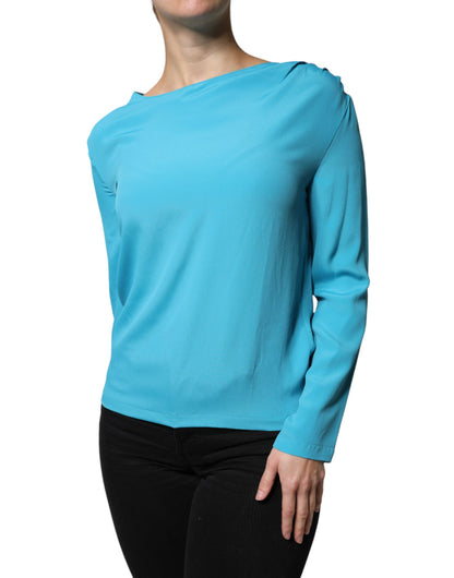 Boutique Moschino Blå Rund Hals Langermet Bluse Topp