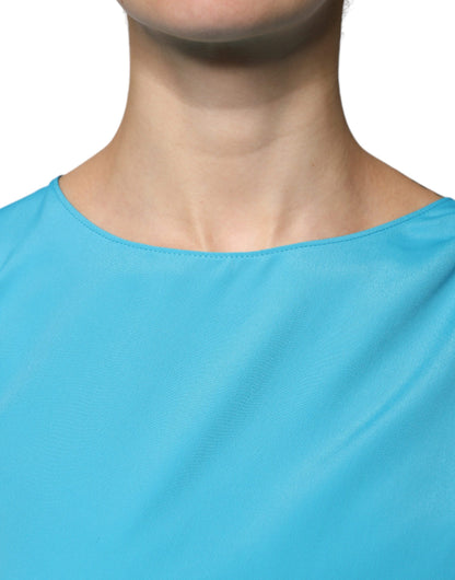 Boutique Moschino Blå Rund Hals Langermet Bluse Topp