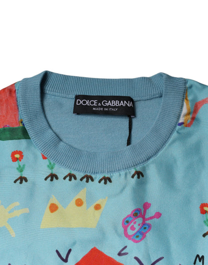 Dolce &amp; Gabbana Blå Tegning Kasjmir Ermeløs Tanktopp