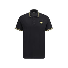 Versace Black Cotton Polo Shirt