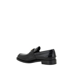 Prada Black Leather Logo Loafers
