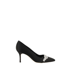 Manolo Blahnik Black Asapump Satin Pumps