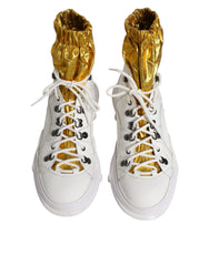 Dolce & Gabbana White Nylon Galileo High Top Sneakers Shoes