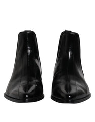 Dolce & Gabbana Black Leather Chelsea Men Ankle Boots Shoes