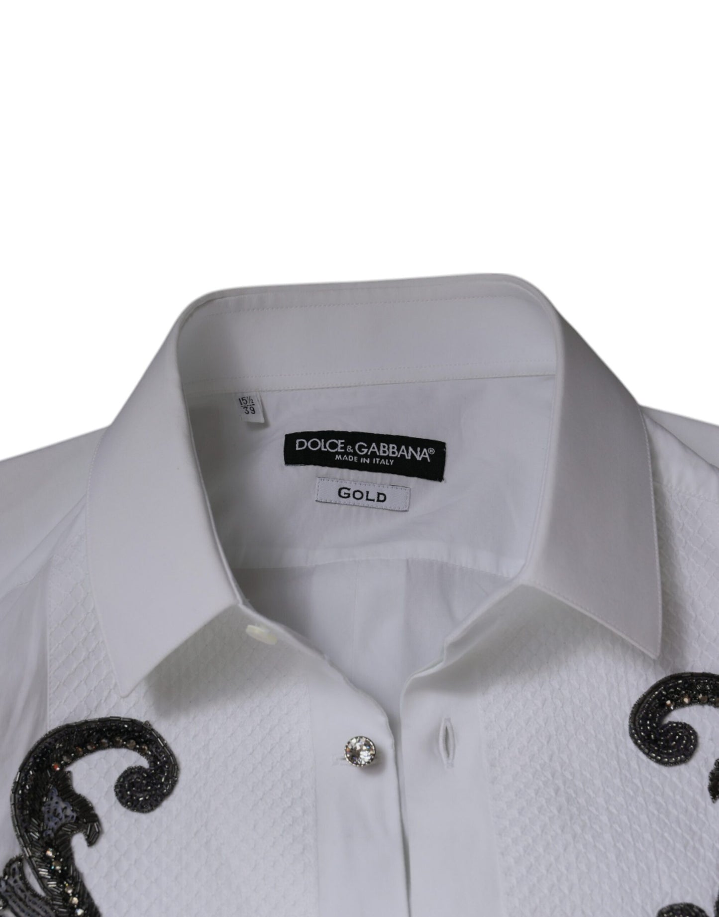 Dolce &amp; Gabbana Vit Slim Fit Barock Guld Herrskjorta