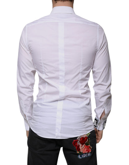 Dolce &amp; Gabbana Vit Bomull Slim Fit Guld Herrskjorta