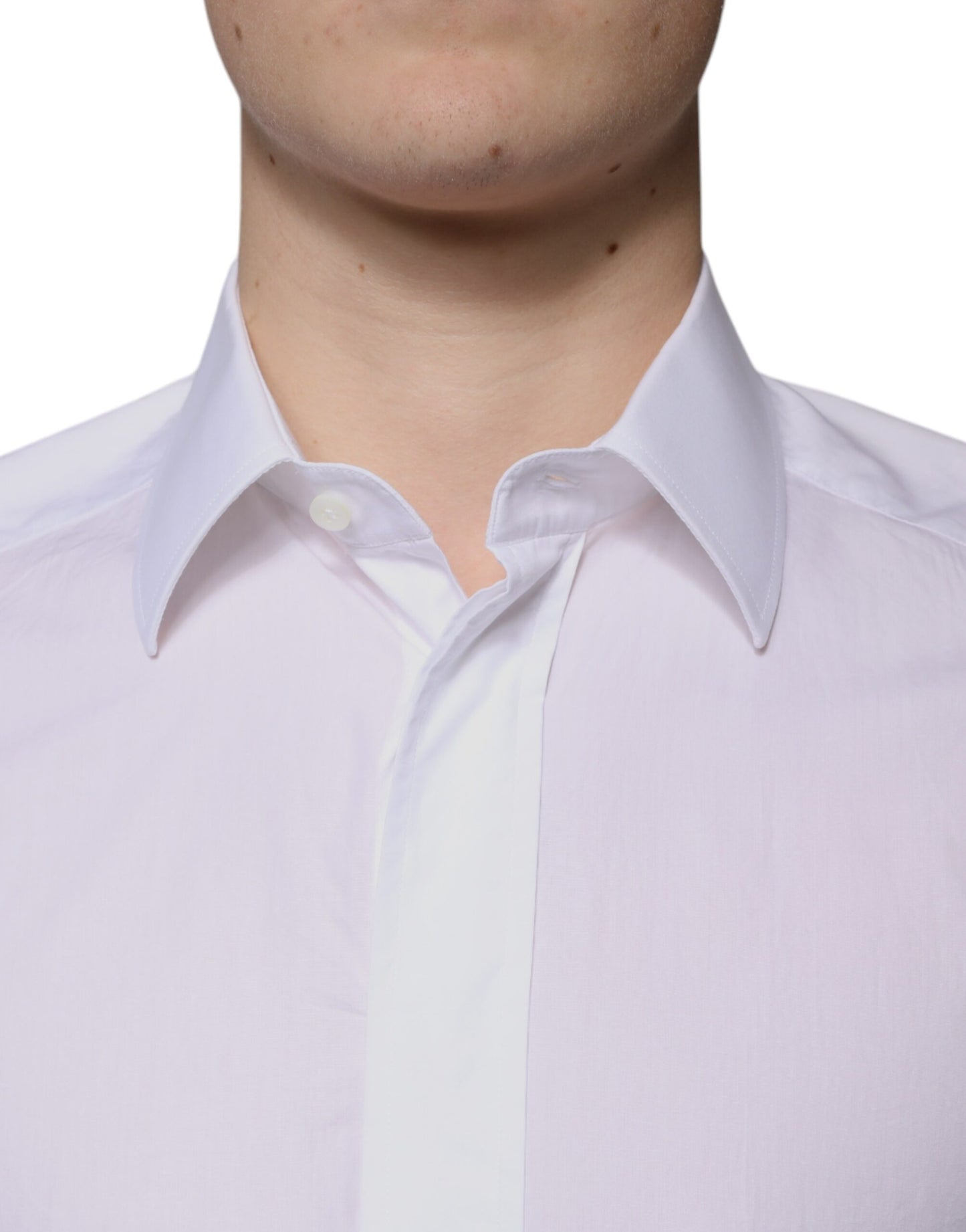 Dolce &amp; Gabbana Vit Bomull Slim Fit Guld Herrskjorta