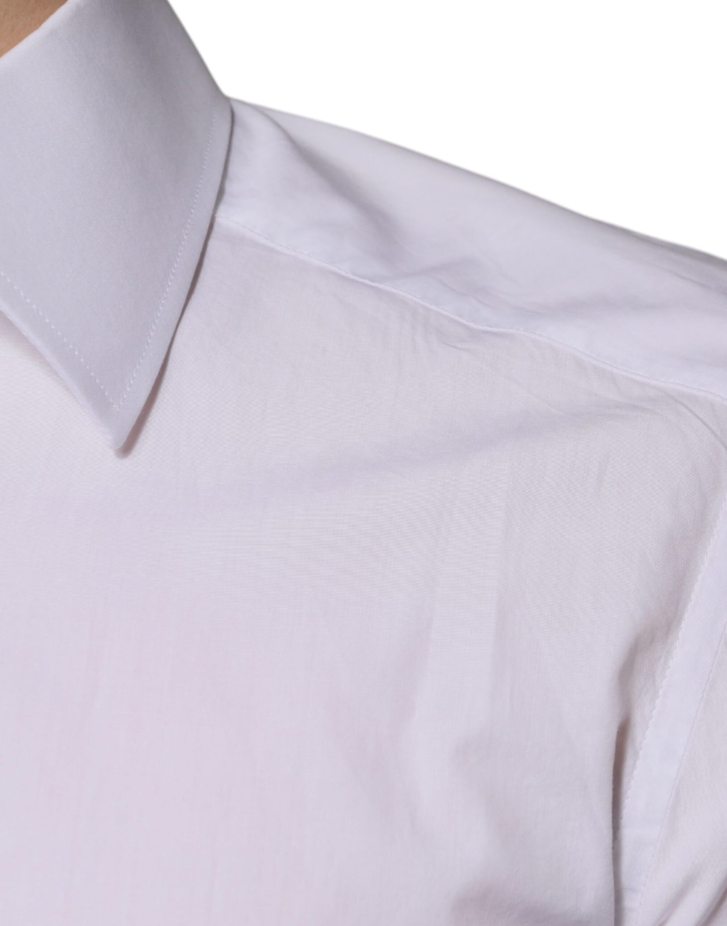 Dolce &amp; Gabbana Vit Bomull Slim Fit Guld Herrskjorta