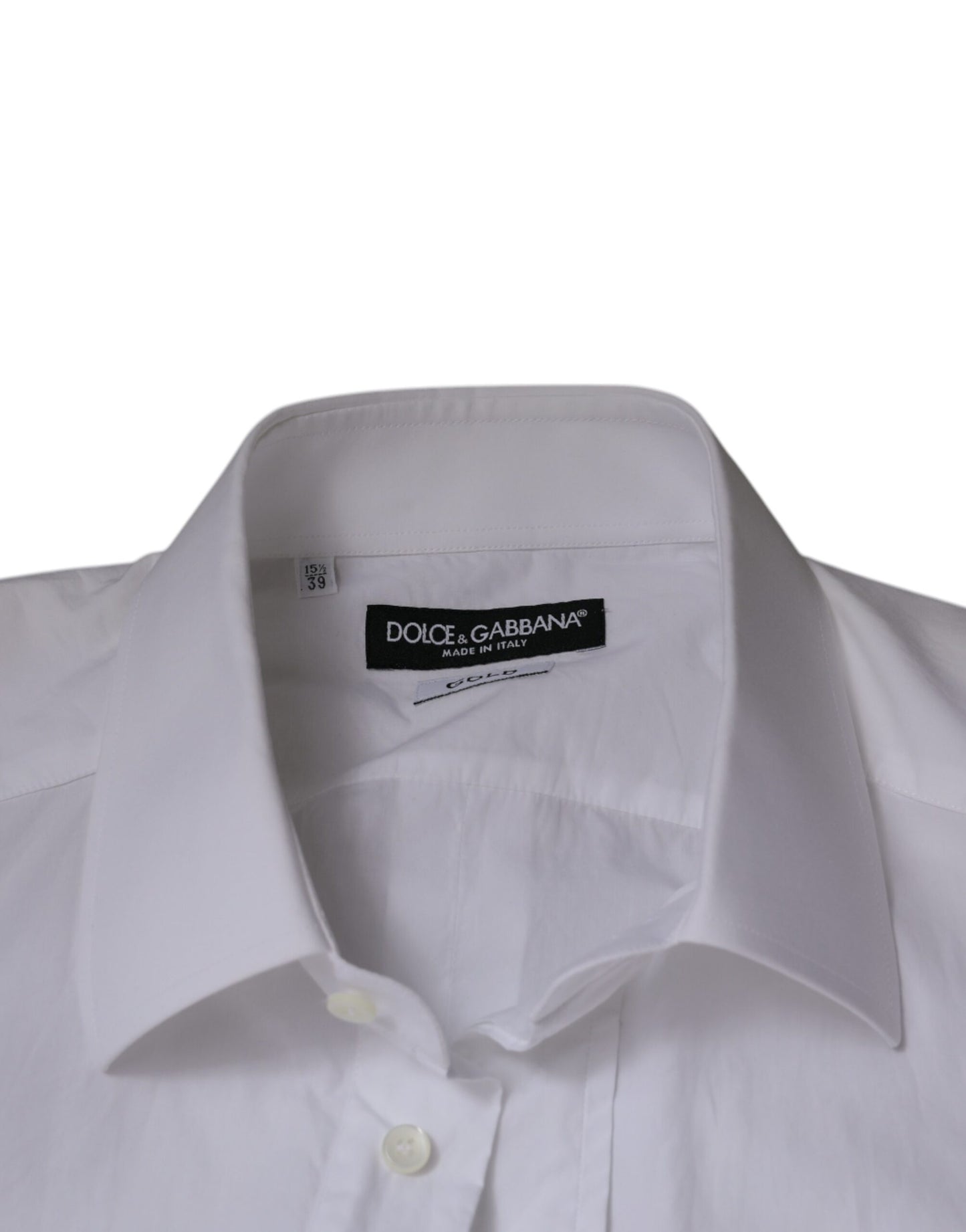 Dolce &amp; Gabbana Vit Bomull Slim Fit Guld Herrskjorta