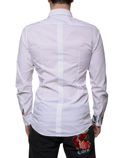 Dolce &amp; Gabbana Vit Bomull Slim Fit Herrskjorta GULD