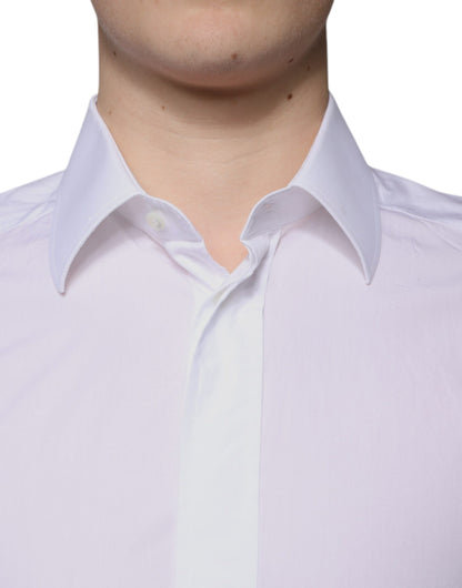 Dolce &amp; Gabbana Vit Bomull Slim Fit Herrskjorta GULD