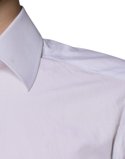 Dolce &amp; Gabbana Vit Bomull Slim Fit Herrskjorta GULD