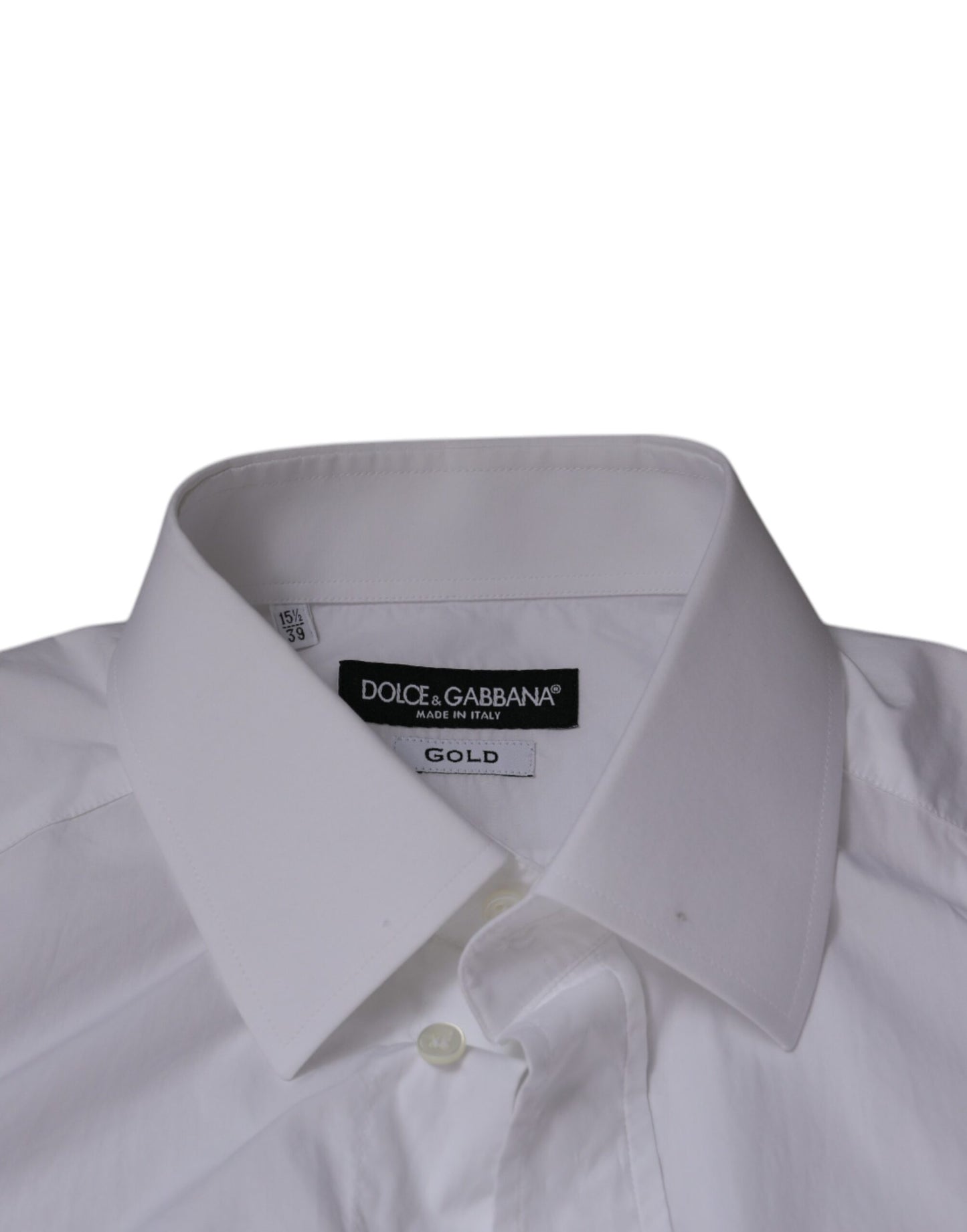 Dolce &amp; Gabbana Vit Bomull Slim Fit Herrskjorta GULD