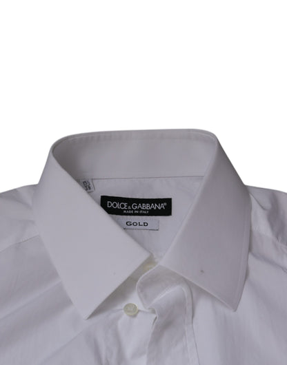 Dolce &amp; Gabbana Vit Bomull Slim Fit Herrskjorta GULD