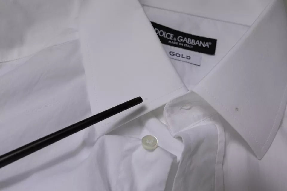 Dolce &amp; Gabbana Vit Bomull Slim Fit Herrskjorta GULD