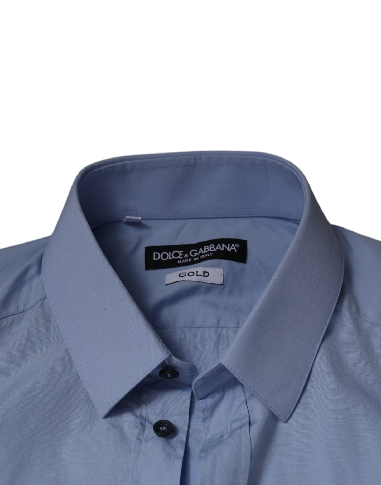 Dolce &amp; Gabbana Ljusblå Bomullsskjorta Slim Fit Guld