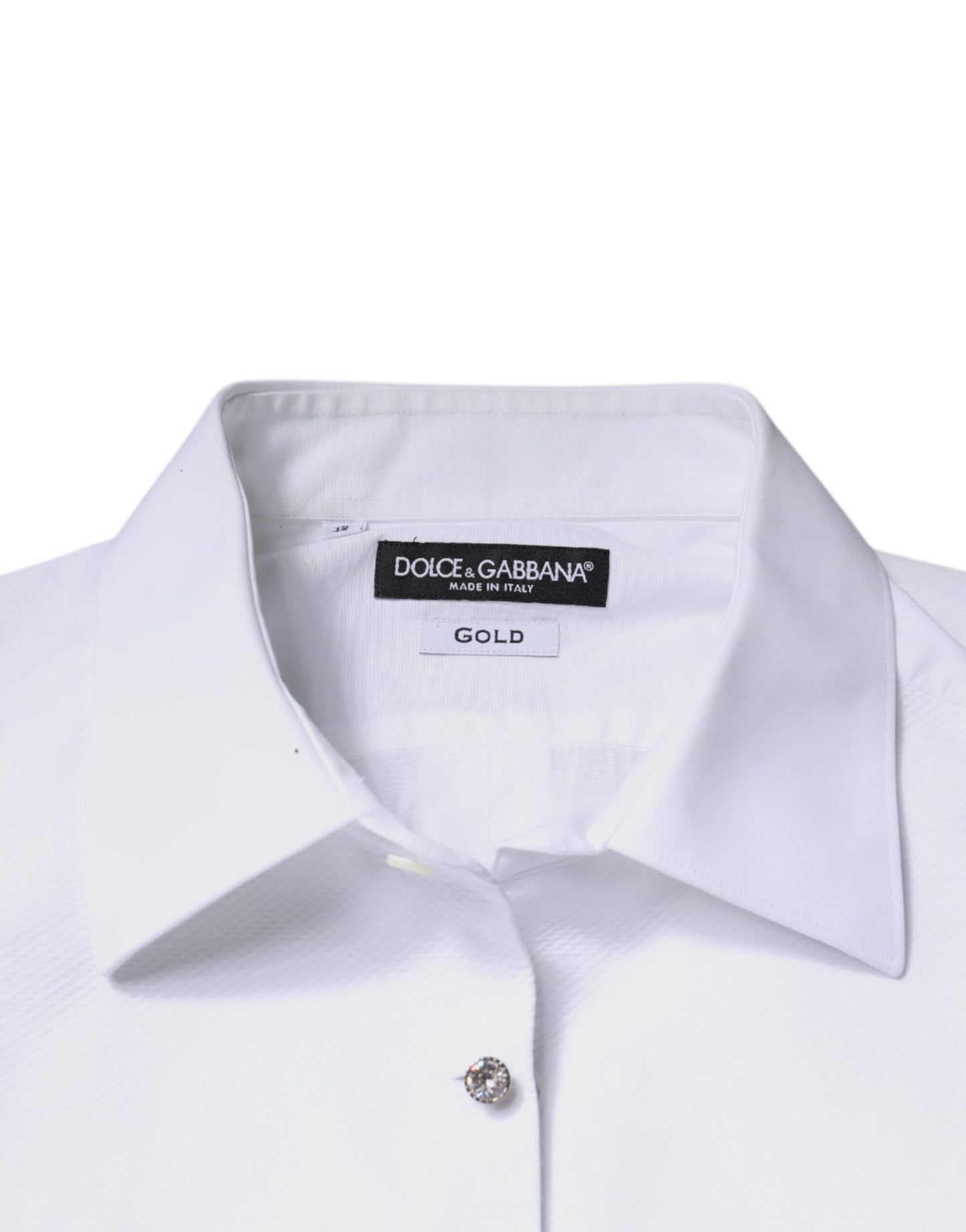 Dolce &amp; Gabbana Vit Bib Bomullspoplin GULD Herrskjorta
