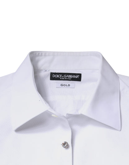 Dolce &amp; Gabbana Vit Bib Bomullspoplin GULD Herrskjorta