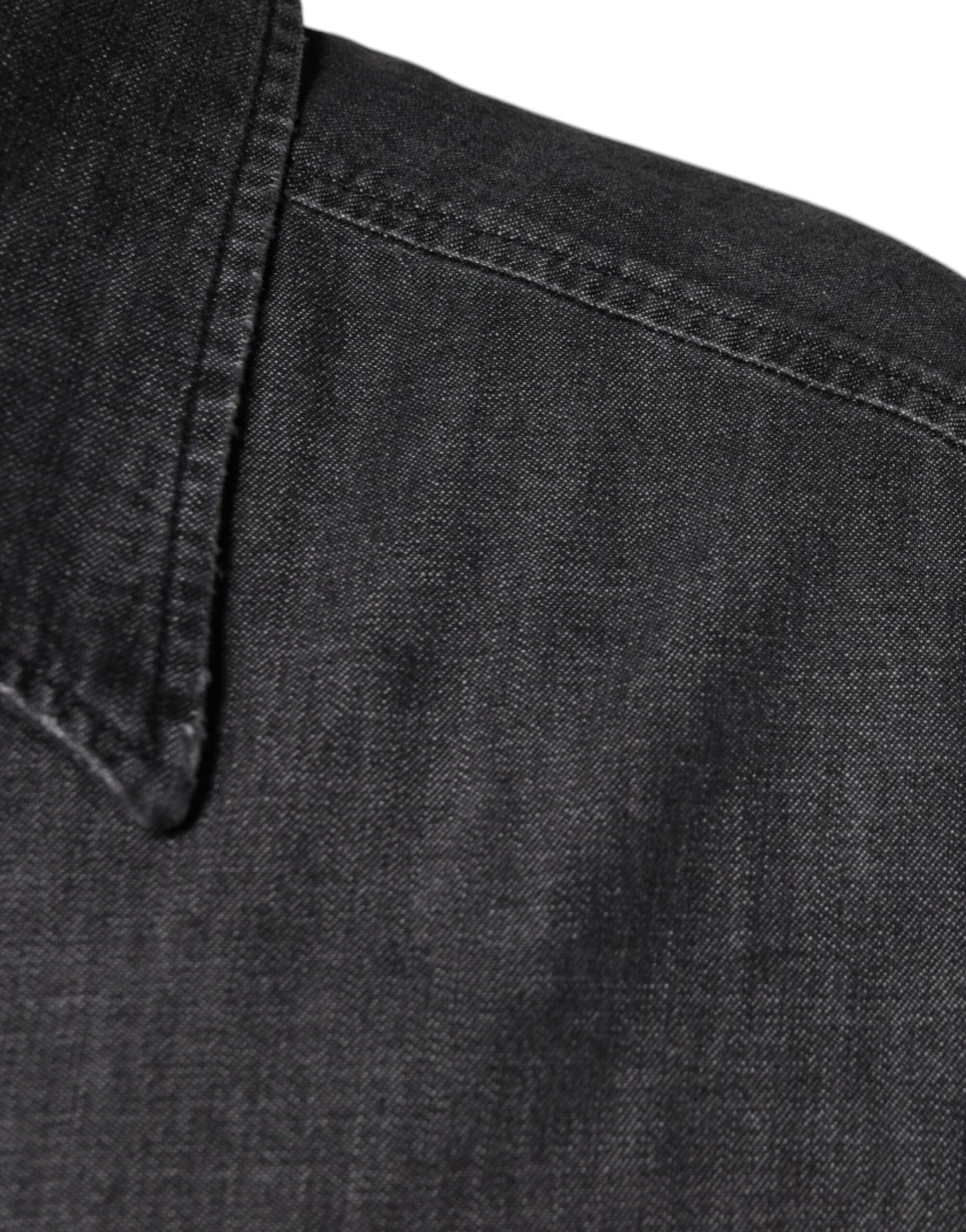 Dolce &amp; Gabbana svart denimskjorta med logotyp och knappar i bomull