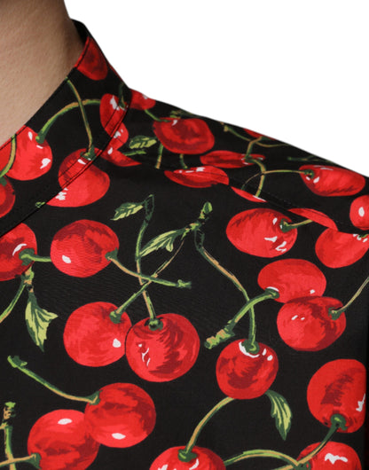 Dolce &amp; Gabbana svart körsbärsbomullsskjorta med knappar