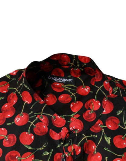 Dolce &amp; Gabbana svart körsbärsbomullsskjorta med knappar