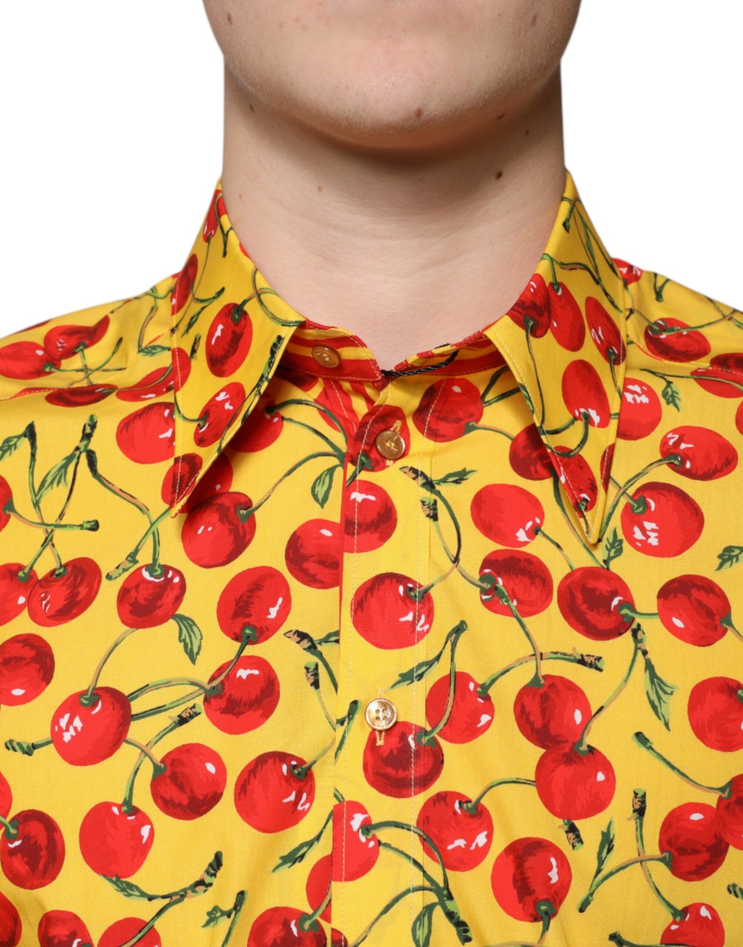 Dolce &amp; Gabbana Gul Körsbärsbomull MARTINI Klänningskjorta
