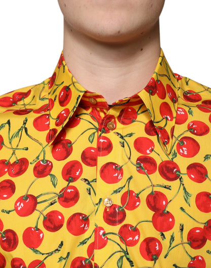 Dolce &amp; Gabbana Gul Körsbärsbomull MARTINI Klänningskjorta