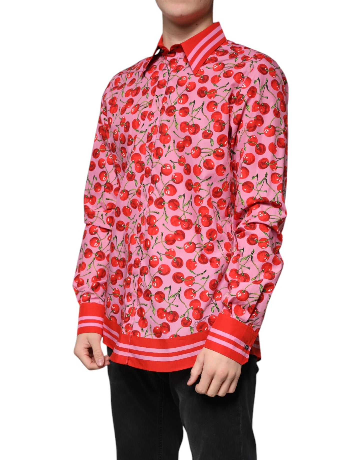 Dolce &amp; Gabbana Rosa Körsbärsbomull Formell MARTINI Klänningskjorta