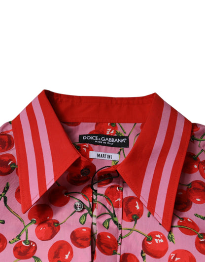 Dolce &amp; Gabbana Rosa Körsbärsbomull Formell MARTINI Klänningskjorta