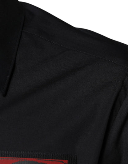 Dolce &amp; Gabbana Svart Ögonlapp Långärmad GULDIG Klänningskjorta