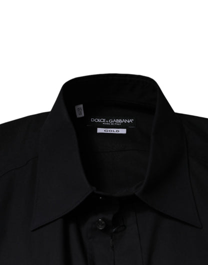 Dolce &amp; Gabbana Svart Ögonlapp Långärmad GULDIG Klänningskjorta