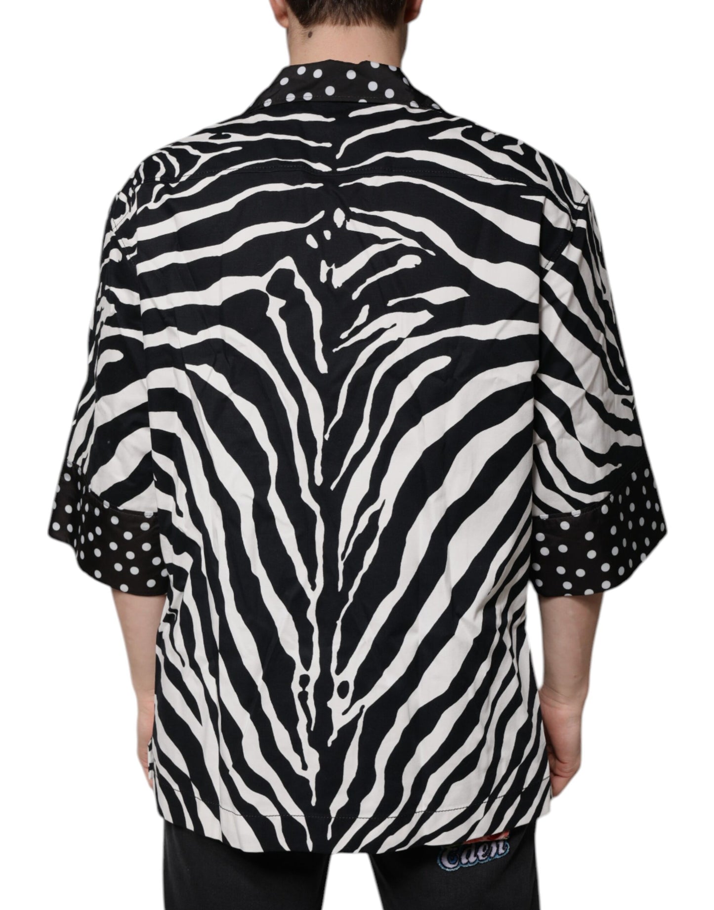 Dolce &amp; Gabbana Svartvit Zebraskjorta med knappar i överdimensionerad storlek