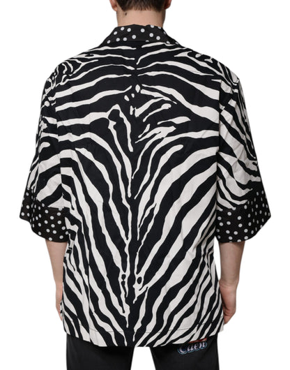 Dolce &amp; Gabbana Svartvit Zebraskjorta med knappar i överdimensionerad storlek