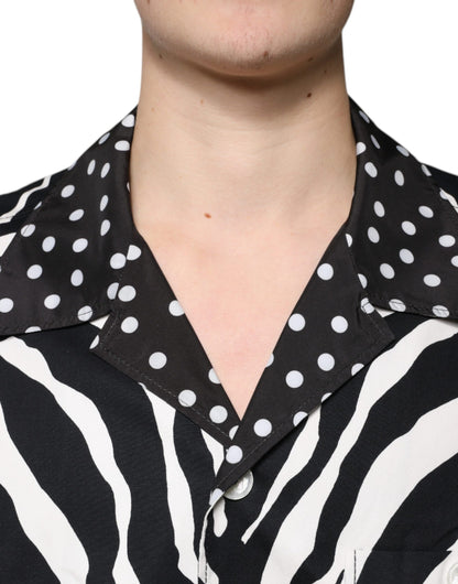 Dolce &amp; Gabbana Svartvit Zebraskjorta med knappar i överdimensionerad storlek