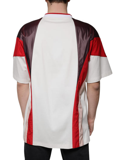 Dolce &amp; Gabbana Flerfärgad Logo Jersey Bomulls T-shirt med V-ringning