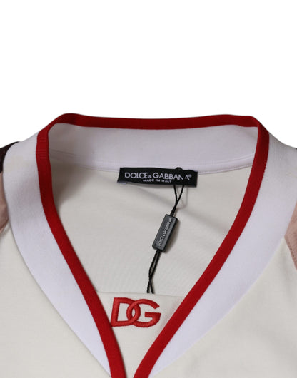 Dolce &amp; Gabbana Flerfärgad Logo Jersey Bomulls T-shirt med V-ringning
