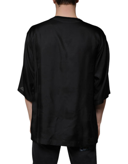 Dolce &amp; Gabbana Svart bomulls-t-shirt med fyrkantig halsringning och kortärmad design