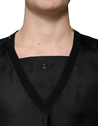 Dolce &amp; Gabbana Svart bomulls-t-shirt med fyrkantig halsringning och kortärmad design