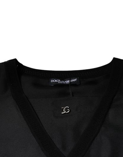 Dolce &amp; Gabbana Svart bomulls-t-shirt med fyrkantig halsringning och kortärmad design