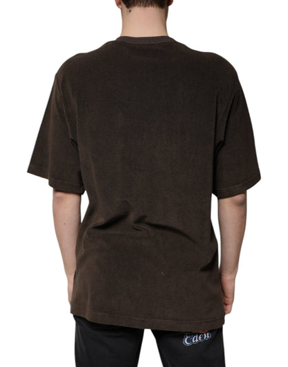 Dolce &amp; Gabbana Brun Bomulls-T-shirt Med Rund Hals Och Korta Ärmar