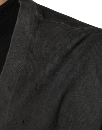 Dolce &amp; Gabbana svart bomulls-t-shirt med rund hals och korta ärmar