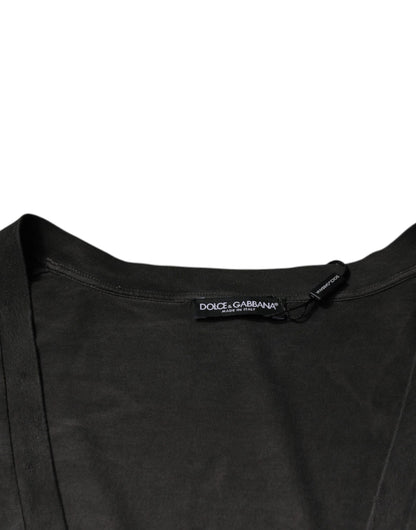Dolce &amp; Gabbana svart bomulls-t-shirt med rund hals och korta ärmar