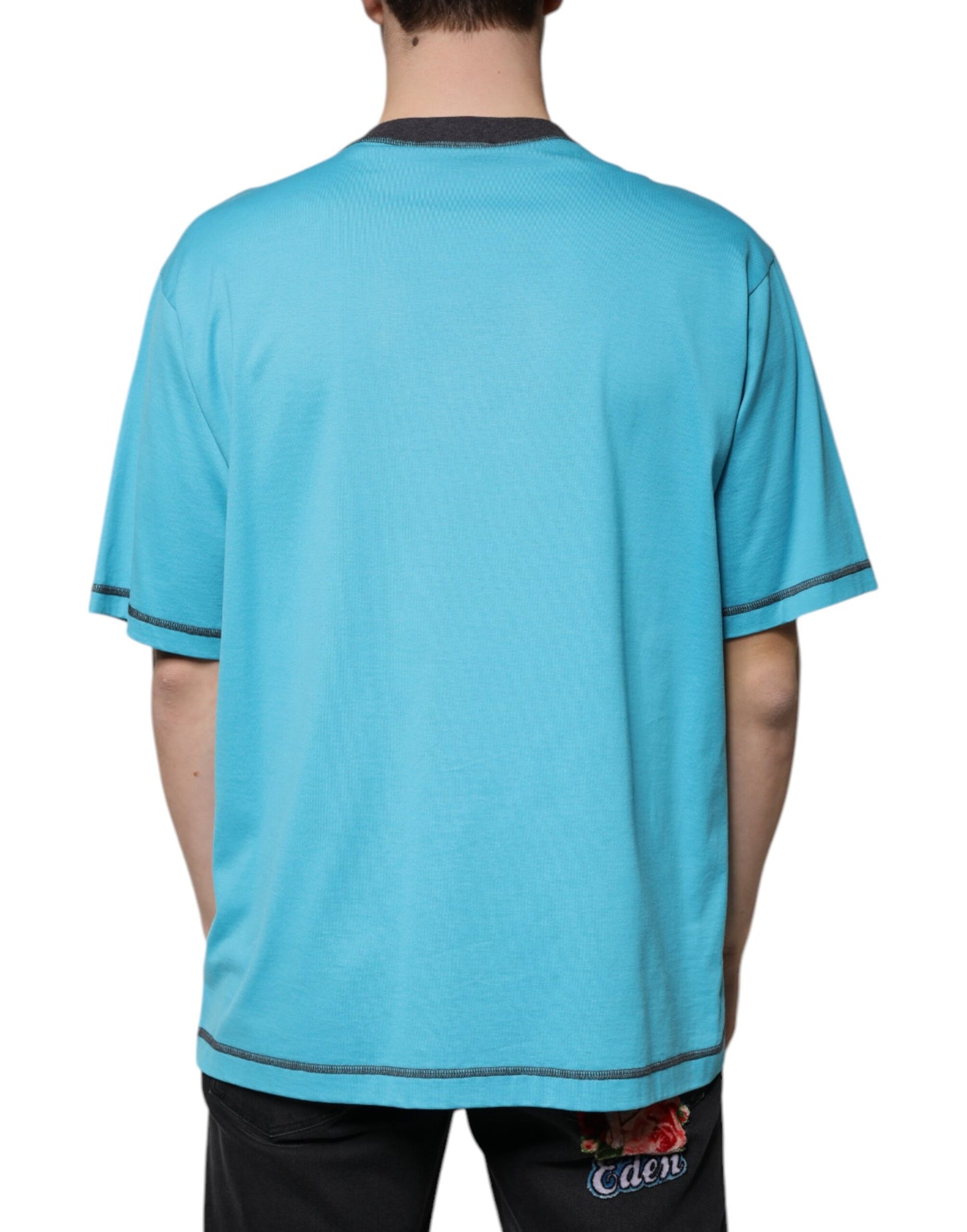 Dolce &amp; Gabbana Blå Logotyp Rundringad Kortärmad T-shirt