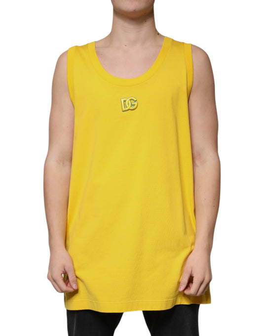 Dolce &amp; Gabbana Gul Bomulls Rundhalsad Ärmlös T-shirt